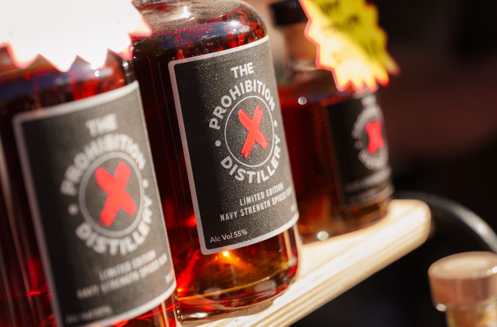 Prohibition Distillery spirits on display at Chester-le-EATS