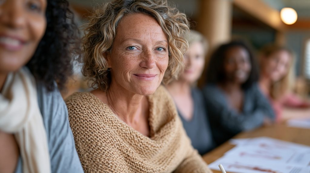 Smiling woman representing confidence and wellbeing during menopause